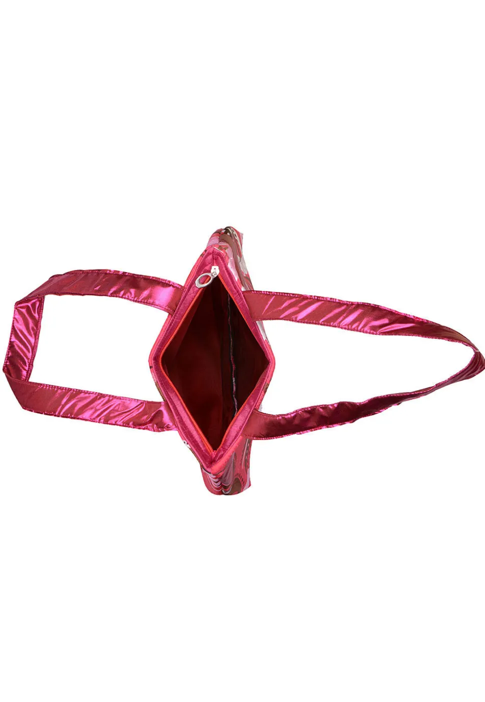 Printed Art Silk Hand Bag in Pink