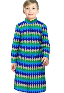 Printed Art Silk Kurta in Multicolor
