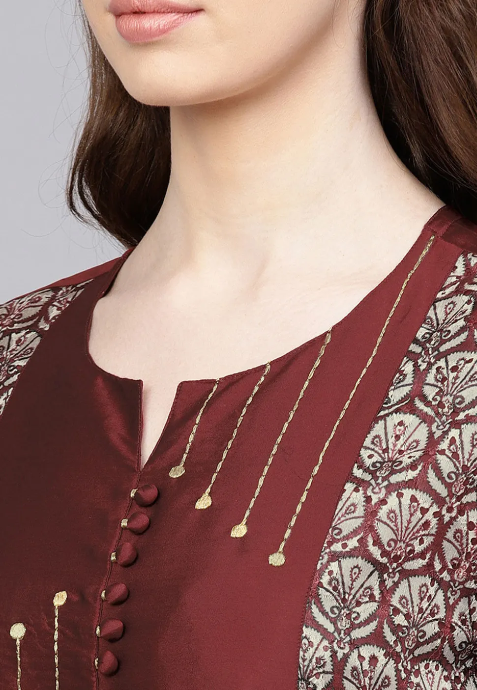 Printed Art Silk Pakistani Suit in Maroon