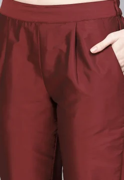 Printed Art Silk Pakistani Suit in Maroon