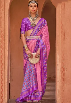 Printed Art Silk Saree in Pink