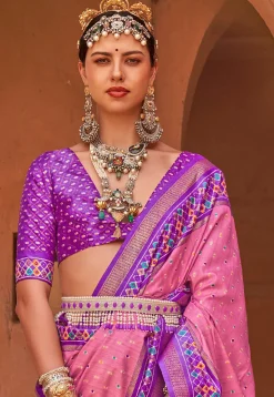 Printed Art Silk Saree in Pink
