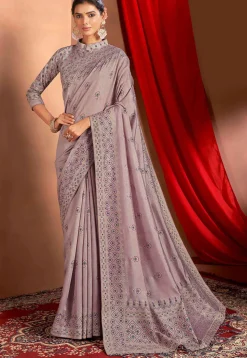 Printed Art Silk Saree in Purple