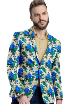 Printed Bhagalpuri Silk Blazer in Multicolor
