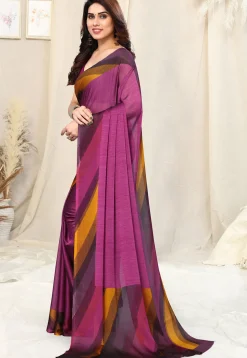 Printed Border Chiffon Saree in Magenta