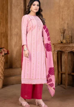 Printed Cambric Cotton Pakistani Suit in Pink