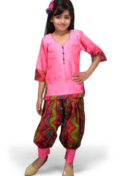 Printed Chanderi Salwar Set in Pink