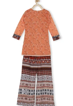 Printed Chanderi Silk Pakistani Suit in Peach