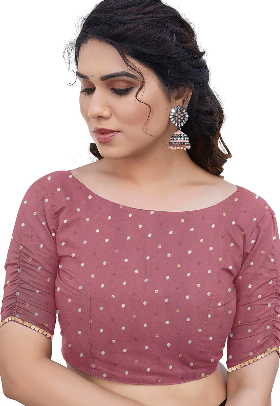 Printed Chiffon Saree in Old Rose