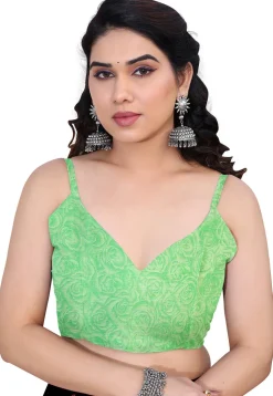 Printed Chiffon Saree in Light Green