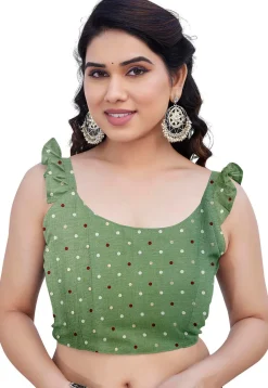 Printed Chiffon Saree in Green