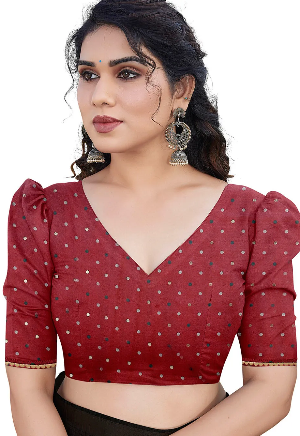 Printed Chiffon Saree in Red