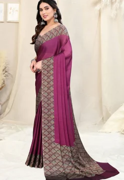 Printed Chiffon Saree in Wine