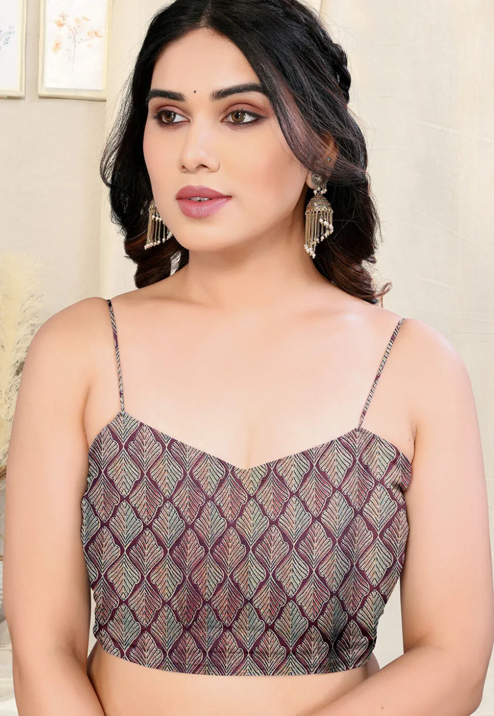 Printed Chiffon Saree in Wine