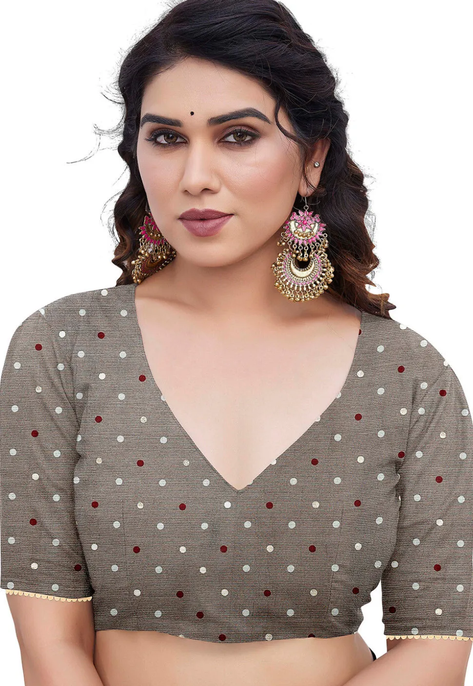 Printed Chiffon Saree in Fawn