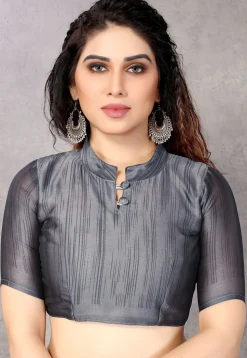 Printed Chiffon Saree in Grey