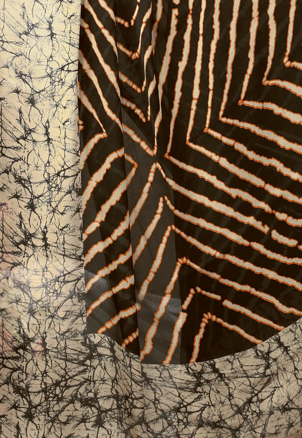 Printed Chiffon Saree in Brown