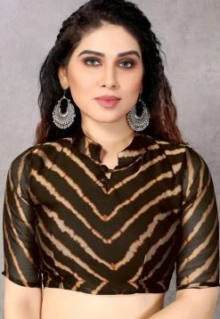 Printed Chiffon Saree in Brown