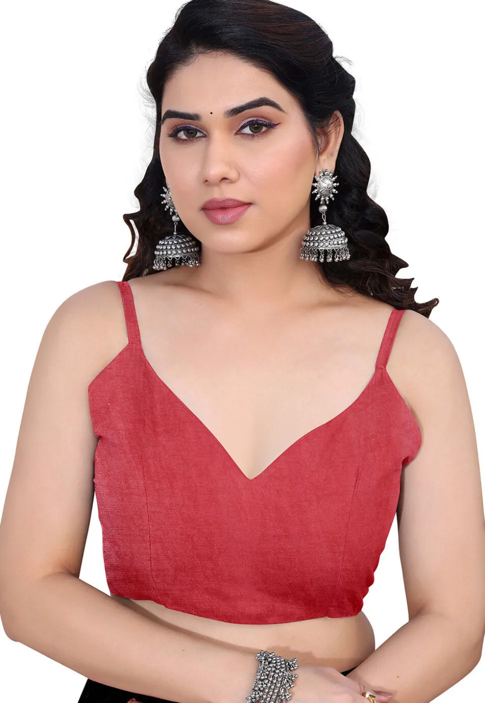 Printed Chiffon Saree in Coral Pink