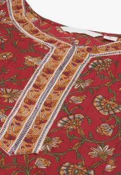 Printed Cotton Anarkali Kurta in Maroon