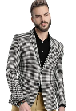 Printed Cotton Blazer in Black and White