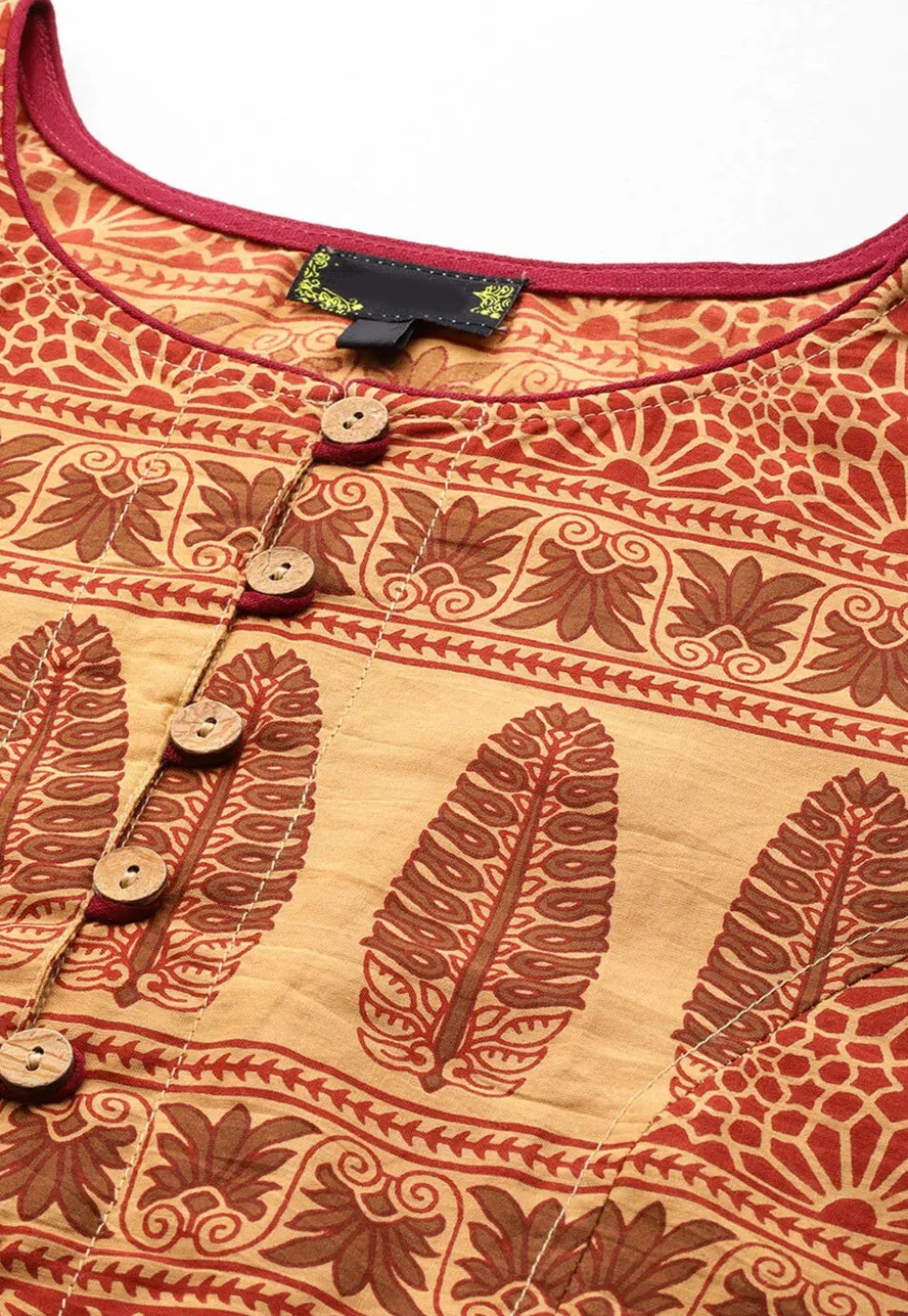 Printed Cotton Blouse in Beige