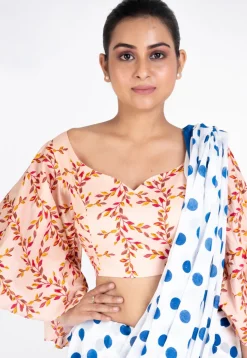 Printed Cotton Blouse in Light Peach