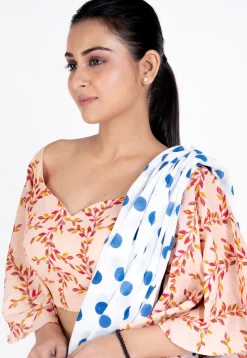 Printed Cotton Blouse in Light Peach