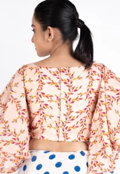 Printed Cotton Blouse in Light Peach
