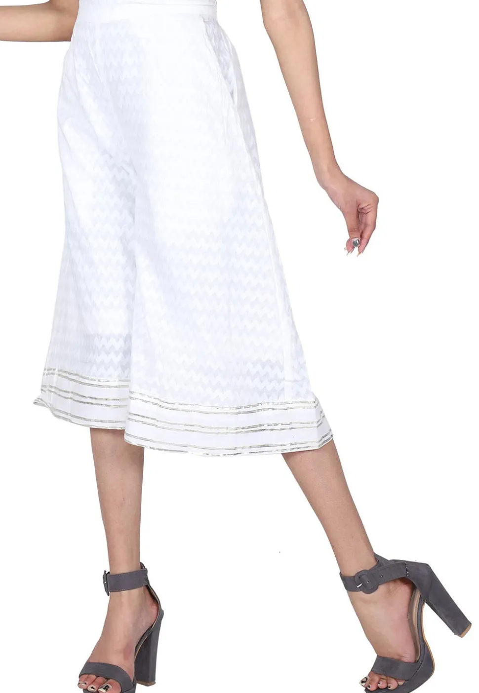 Printed Cotton Brasso Culottes in White