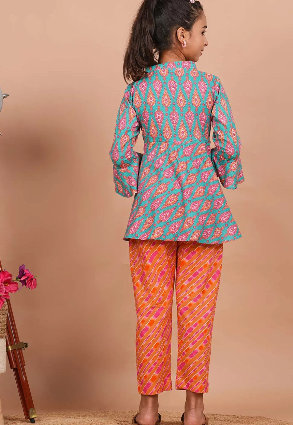 Printed Cotton Co-Ord Set in Sea Green