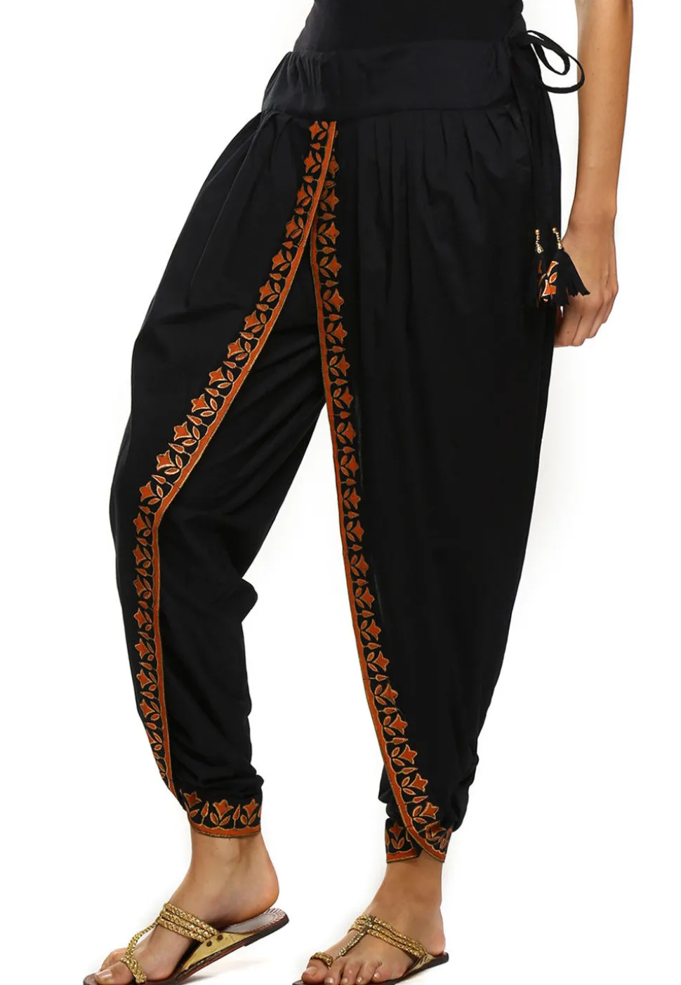 Printed Cotton Dhoti Pant in Black