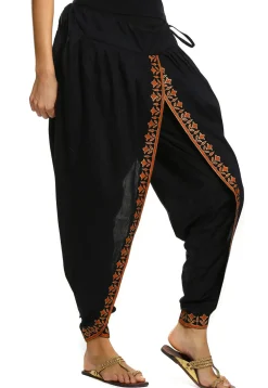 Printed Cotton Dhoti Pant in Black
