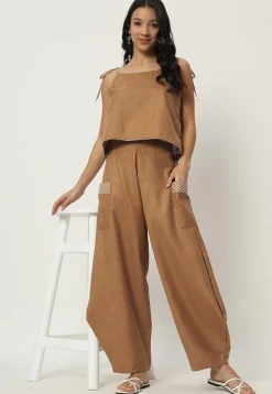 Printed Cotton Flex Pant in Brown