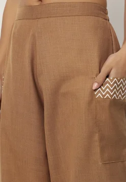 Printed Cotton Flex Pant in Brown