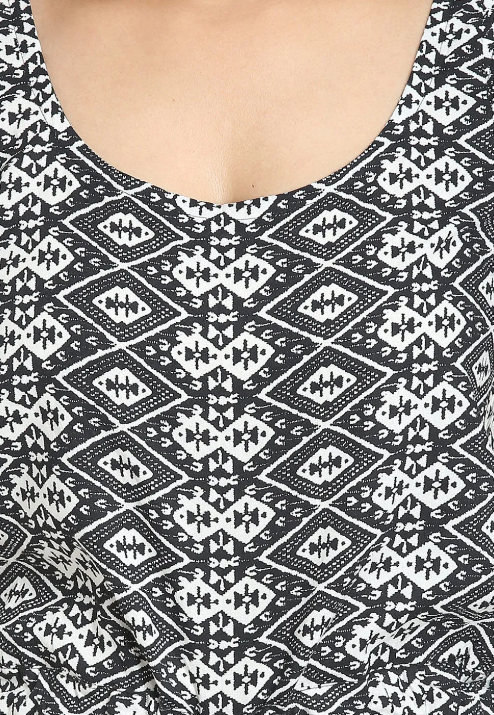 Printed Cotton Jumpsuit in Black and White