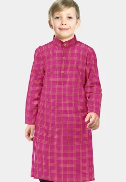 Printed Cotton Kurta in Fuchsia