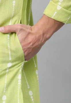 Printed Cotton Kurta in Light Green