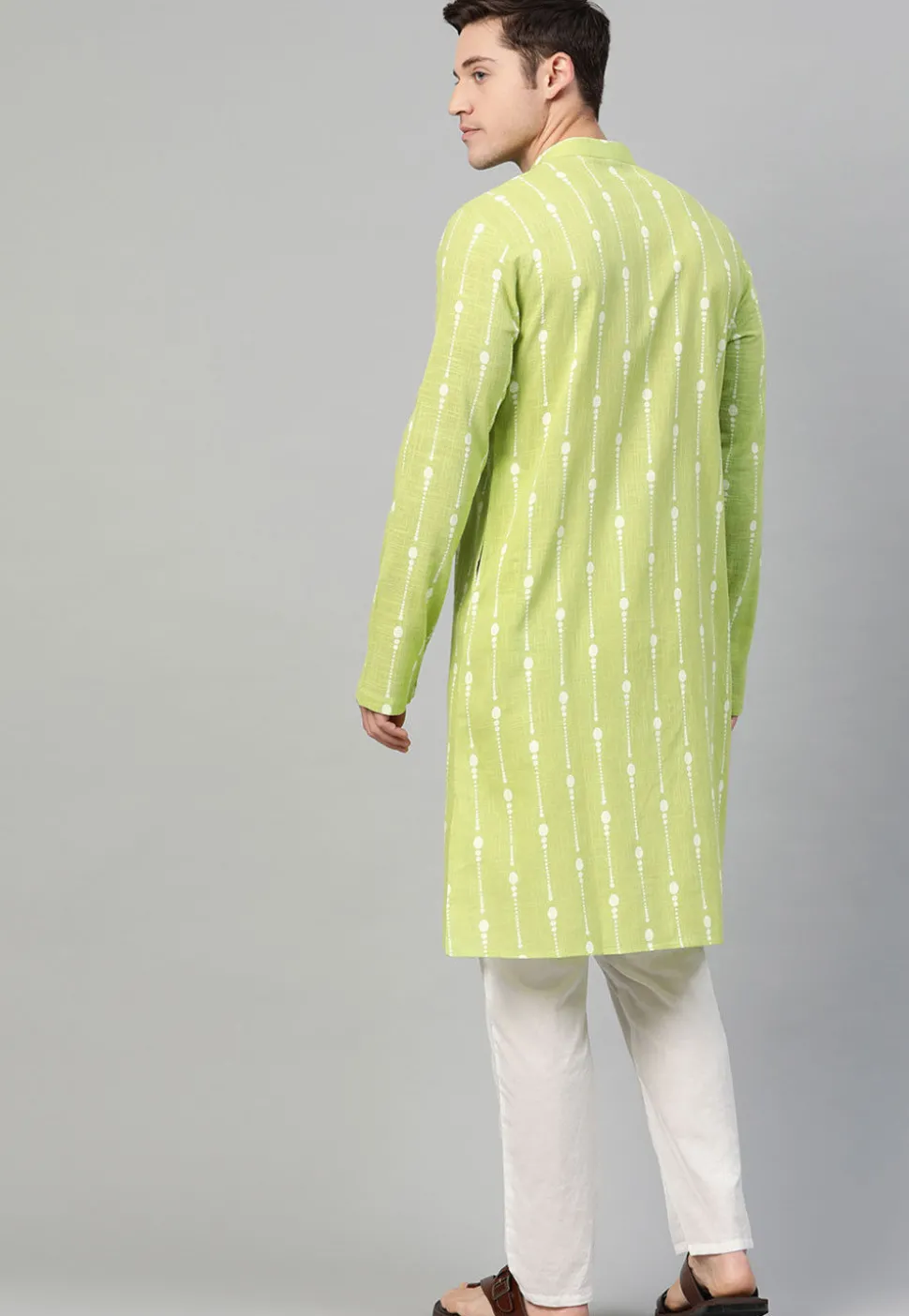 Printed Cotton Kurta in Light Green
