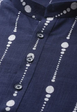 Printed Cotton Kurta in Navy Blue