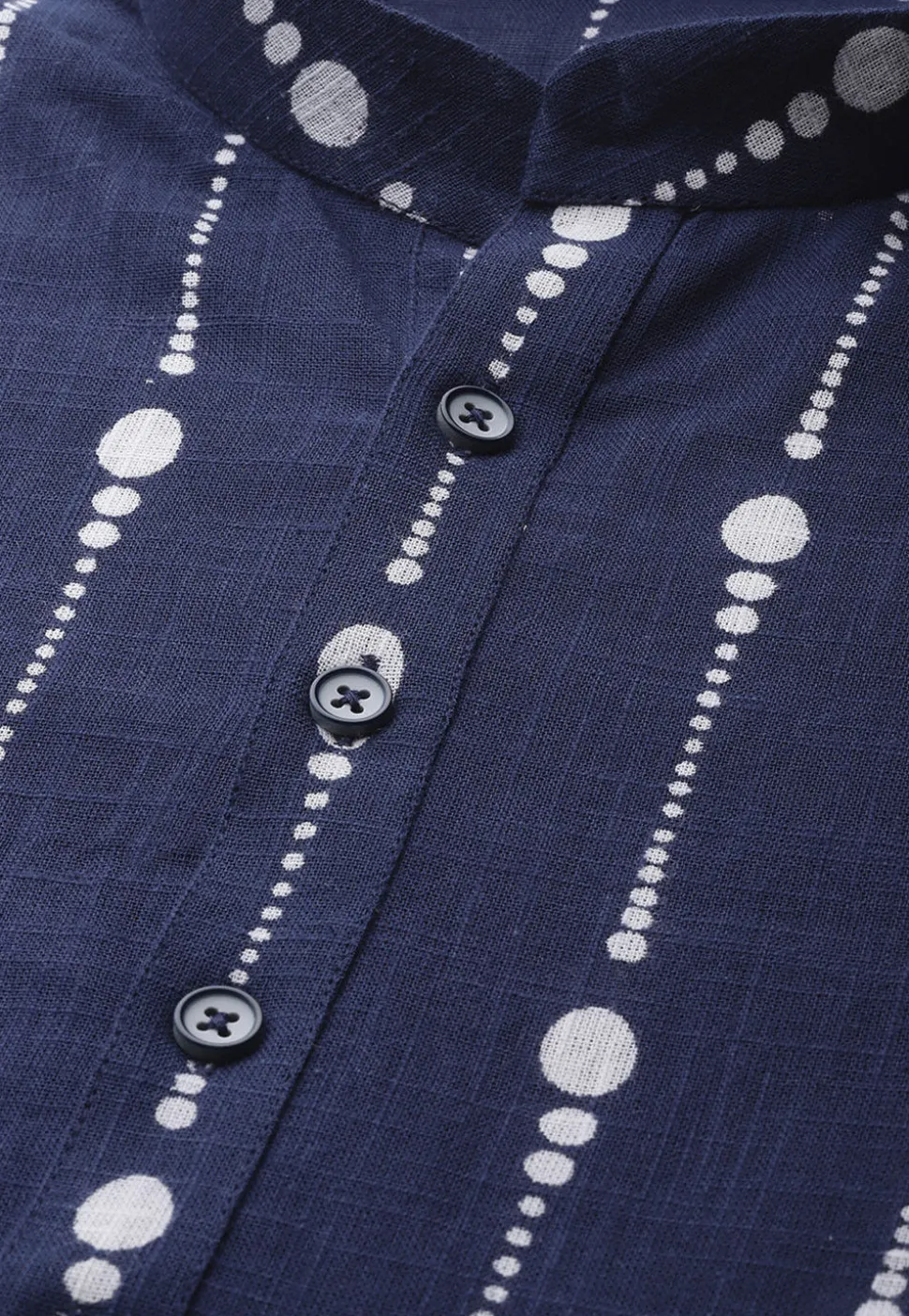 Printed Cotton Kurta in Navy Blue