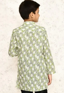 Printed Cotton Kurta in Off White