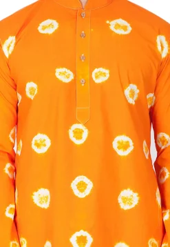 Printed Cotton Kurta in Orange