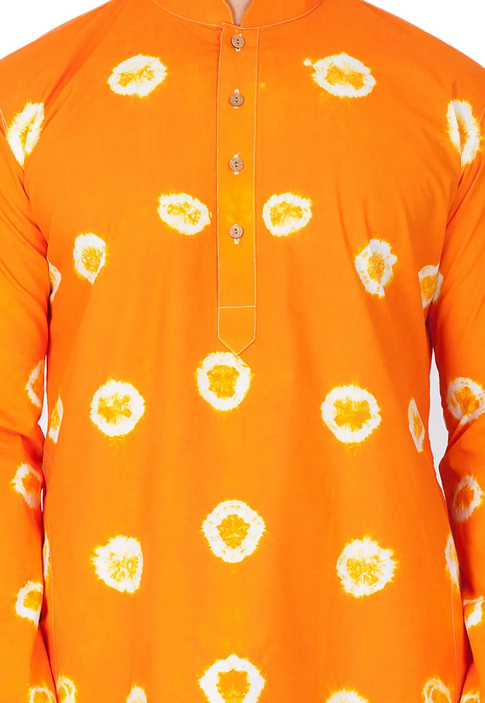 Printed Cotton Kurta in Orange
