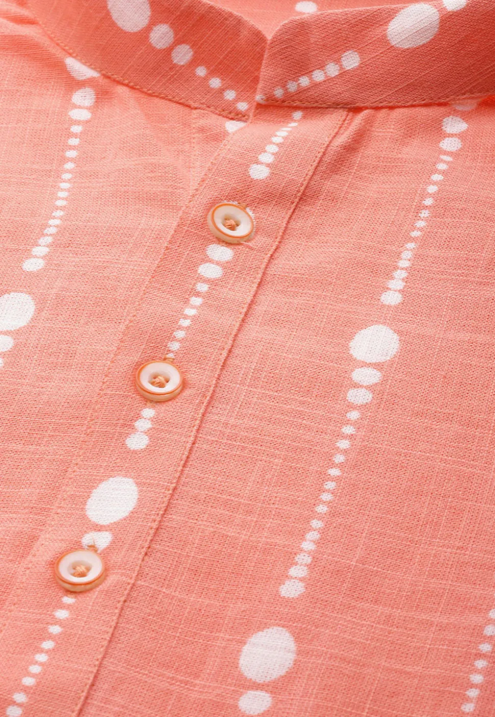 Printed Cotton Kurta in Peach