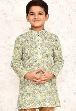 Printed Cotton Kurta in White