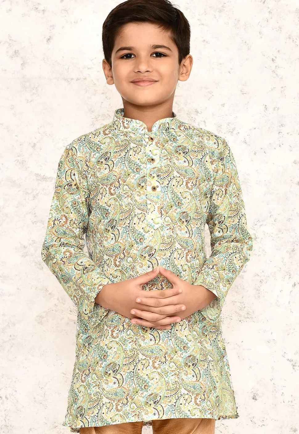 Printed Cotton Kurta in White