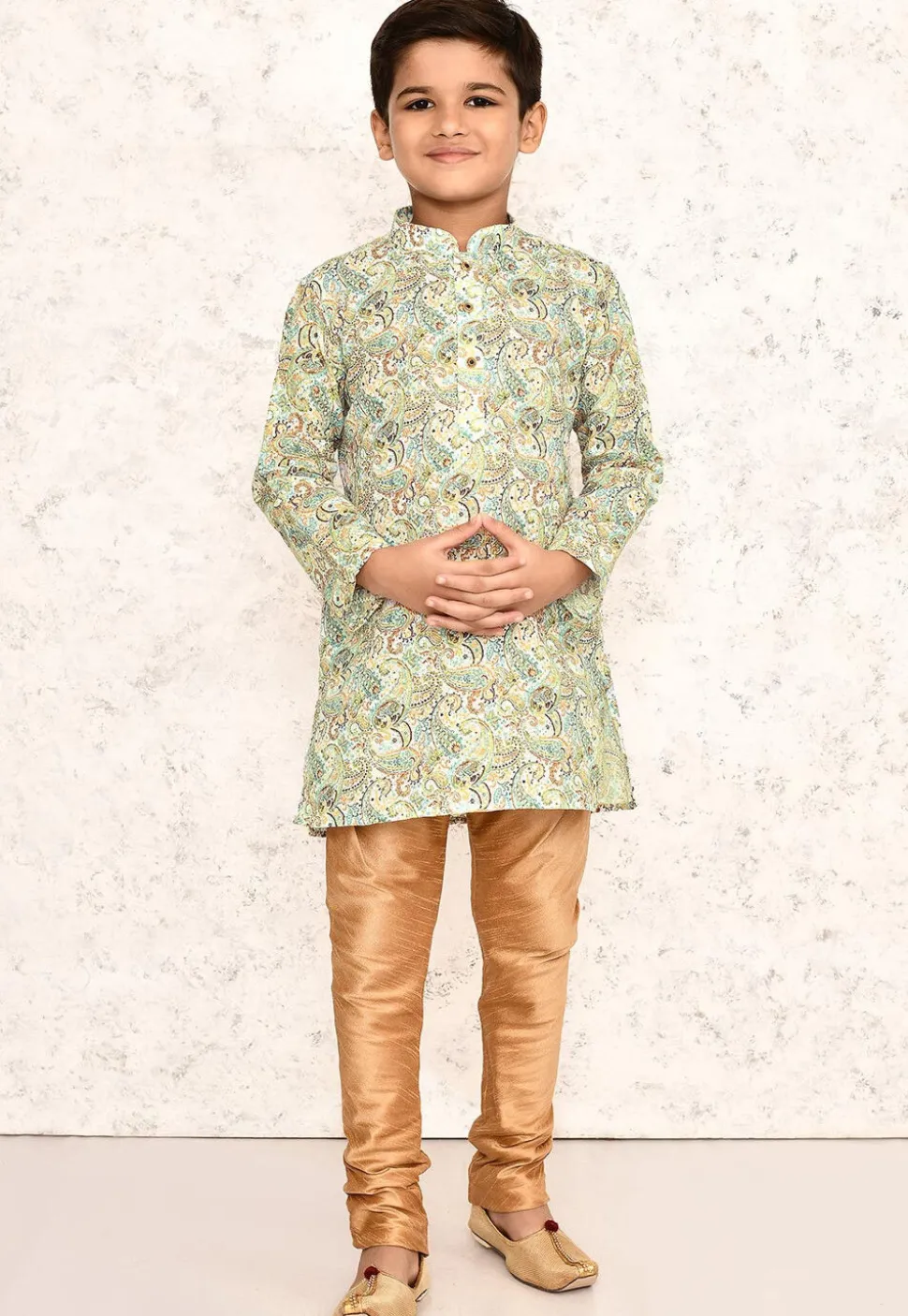 Printed Cotton Kurta in White