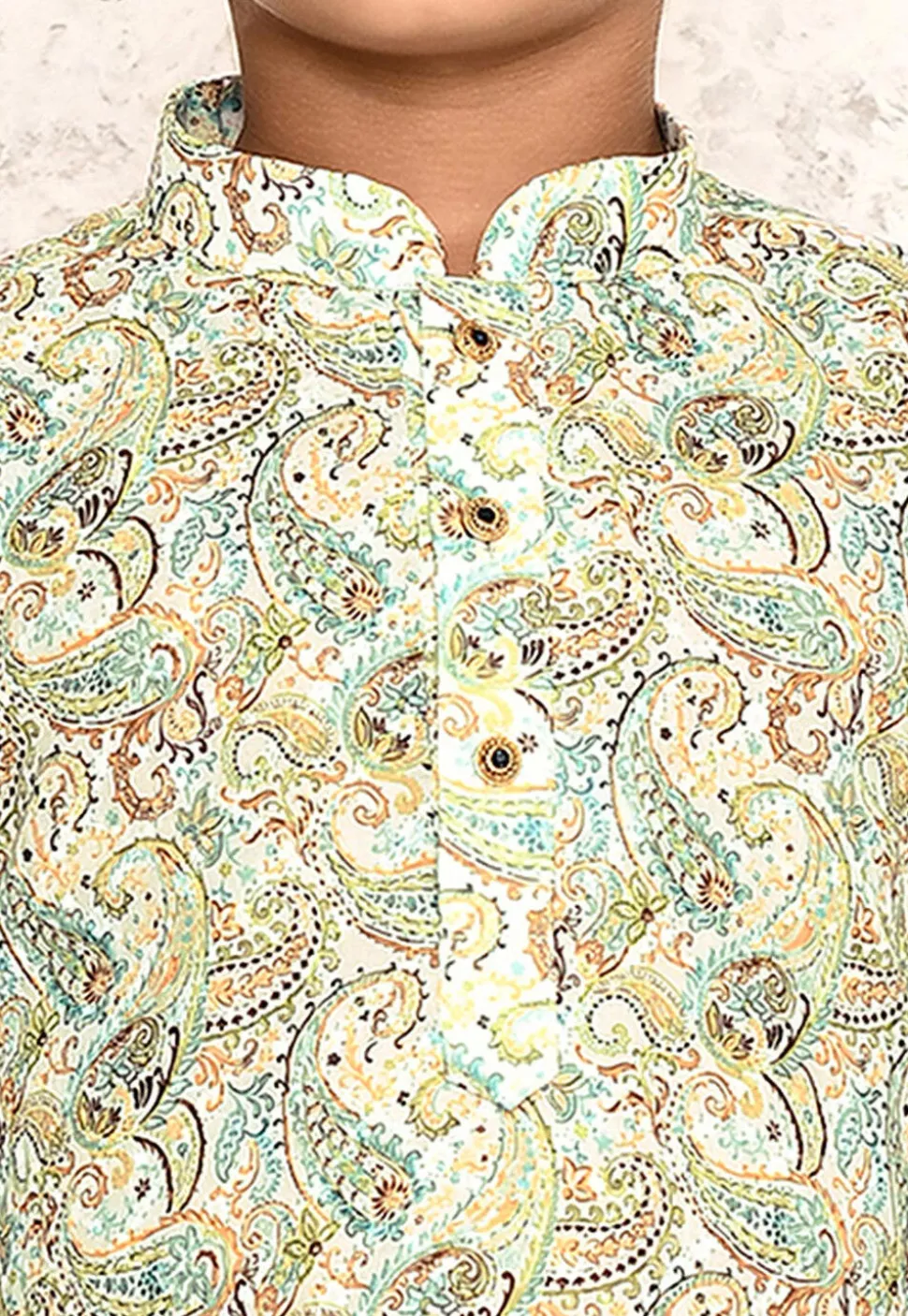 Printed Cotton Kurta in White