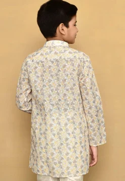 Printed Cotton Kurta in White